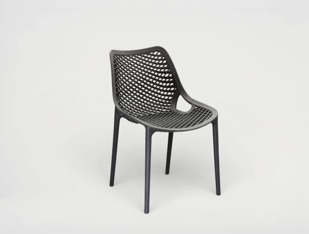 כסא מעוצב אפור כהה ללא משענות ידיים דגם לינה LINA CHAIR גארדיני Gardini - עיצוב Mesh מודרני ועמיד