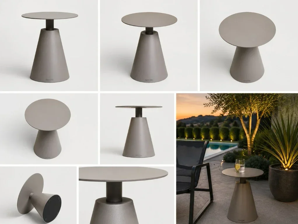 שולחן צד מעוגל ומעוצב בגוון שמפניה דגם COFFEE TABLE גארדיני Gardini - עיצוב מודרני עמיד