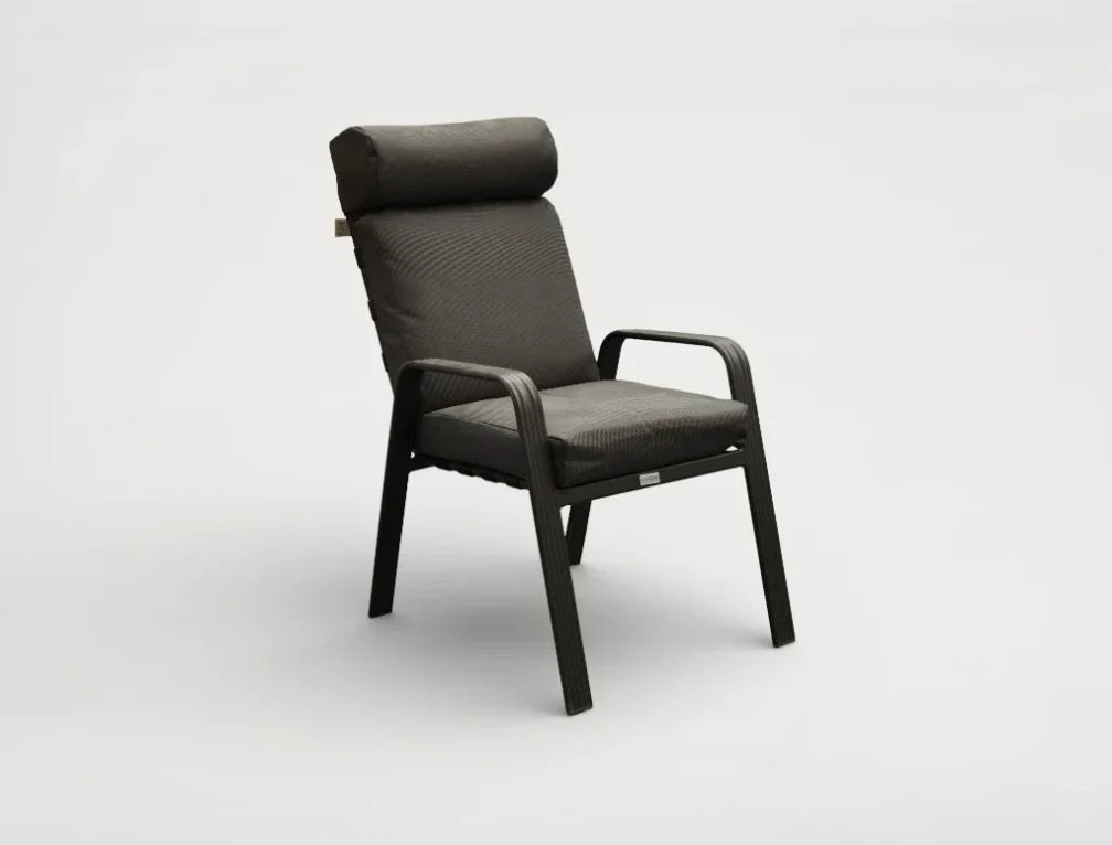 כסא אלומיניום מרופד אפור דגם פיין FINE CHAIR גארדיני Gardini - עיצוב מודרני עם משענת ראש