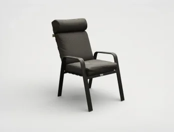 כסא אלומיניום מרופד אפור דגם פיין FINE CHAIR גארדיני Gardini - עיצוב מודרני עם משענת ראש
