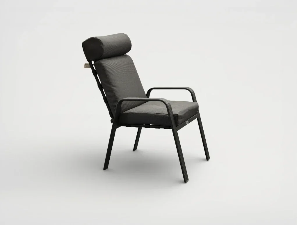 כסא אלומיניום מרופד אפור דגם פיין FINE CHAIR גארדיני Gardini - עיצוב מודרני עם משענת ראש