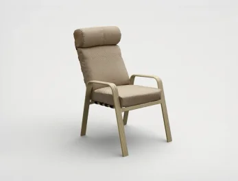 כסא אלומיניום מרופד בז' דגם פיין FINE CHAIR גארדיני Gardini - עיצוב מודרני עם משענת ראש