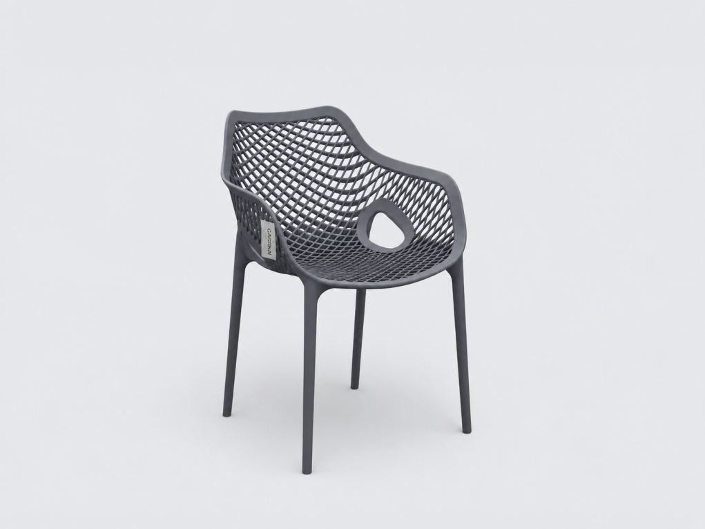 כסא מעוצב לגינה עם משענות ידיים דגם לינה LINA ARM CHAIR אפור כהה מבית גארדיני Gardini - עיצוב מודרני